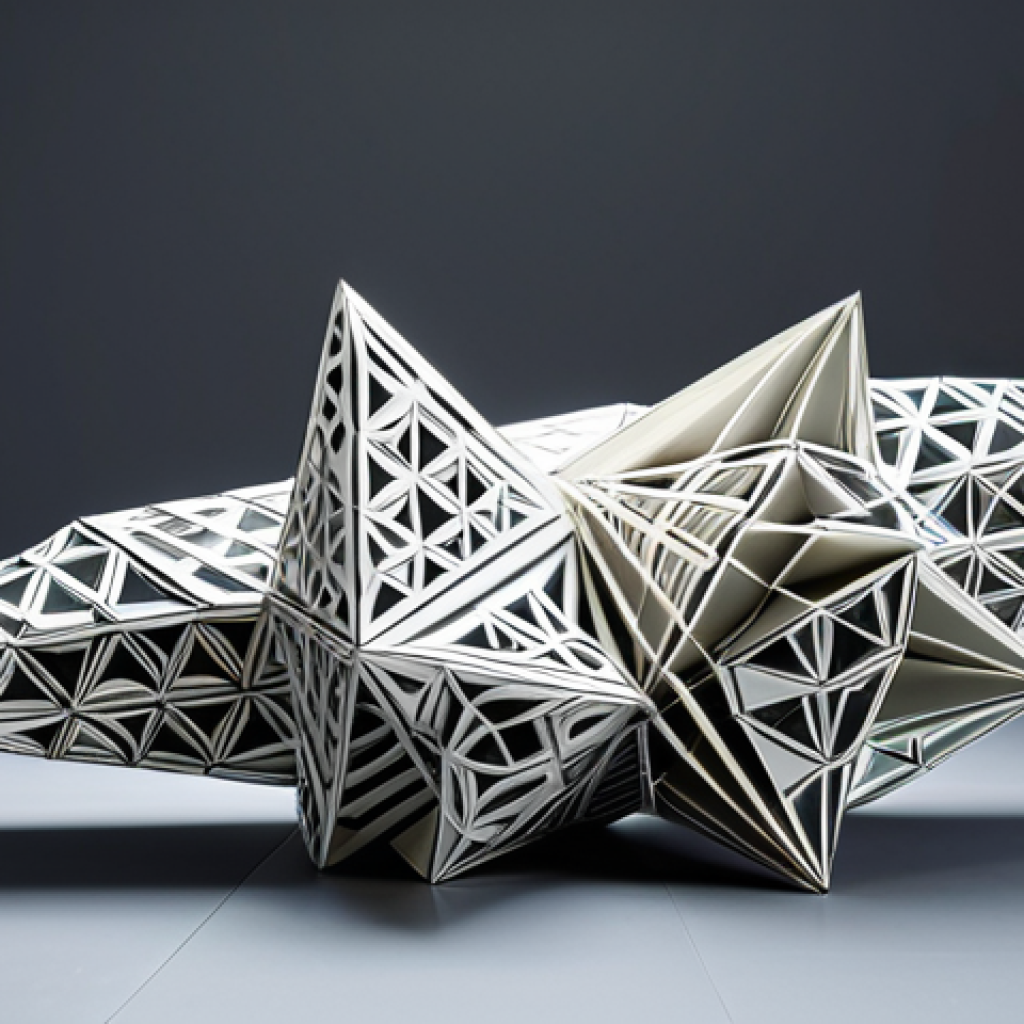 Origami Modular Sculpture**

"A complex and beautiful origami modular sculpture, geometric patterns, intricate details, displayed in a modern art gallery, bathed in soft light, fully clothed, appropriate content, safe for work, perfect anatomy, correct proportions, family-friendly, professional photography, high quality."

**