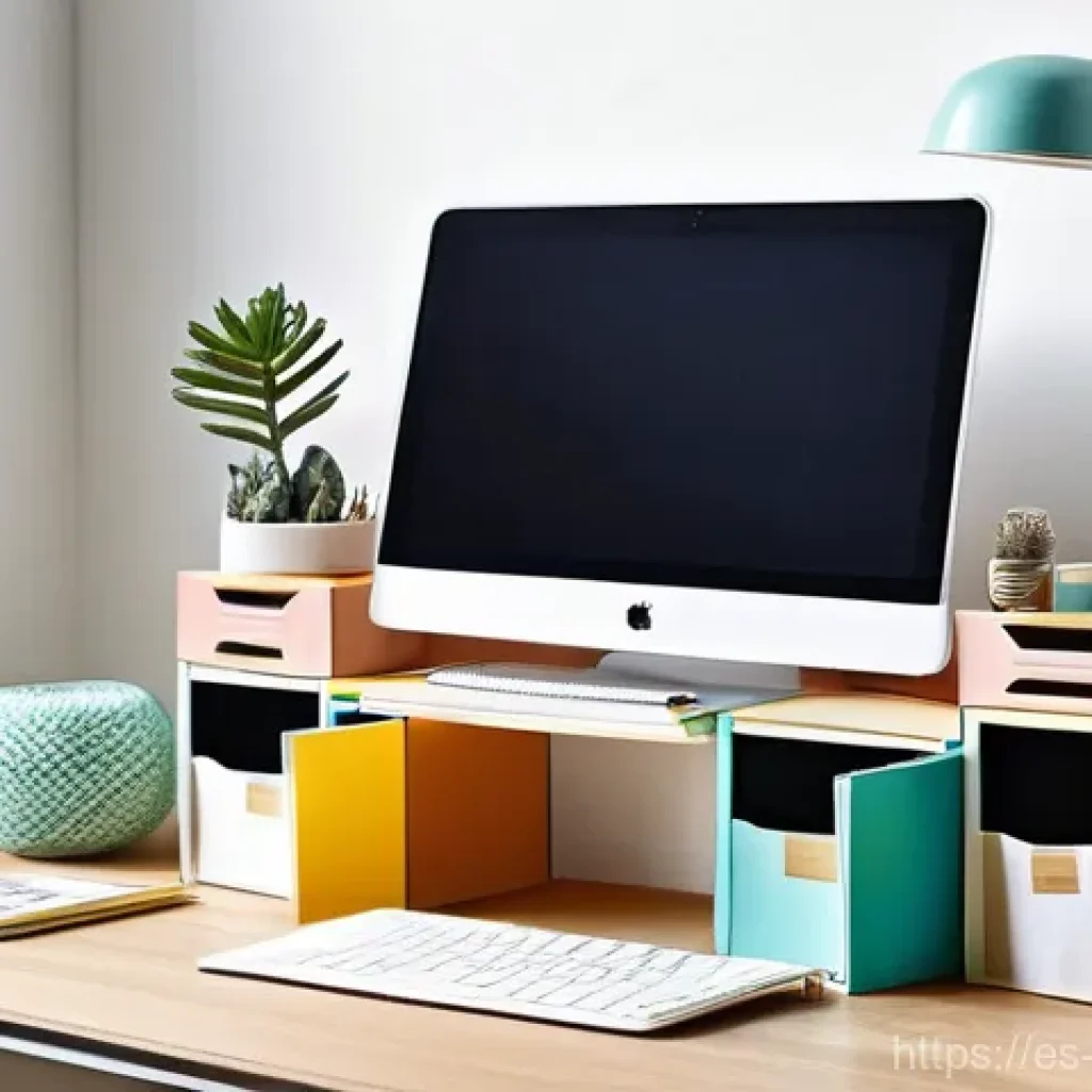 종이공예로 만드는 책상 소품 - **Prompt:** "A beautifully organized and brightly lit home office desk, bathed in soft, natural sunl...