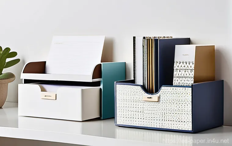 종이공예로 만드는 책상 소품 - **Prompt:** "A close-up shot of elegant, skilled hands (feminine, clean, and well-manicured) careful...