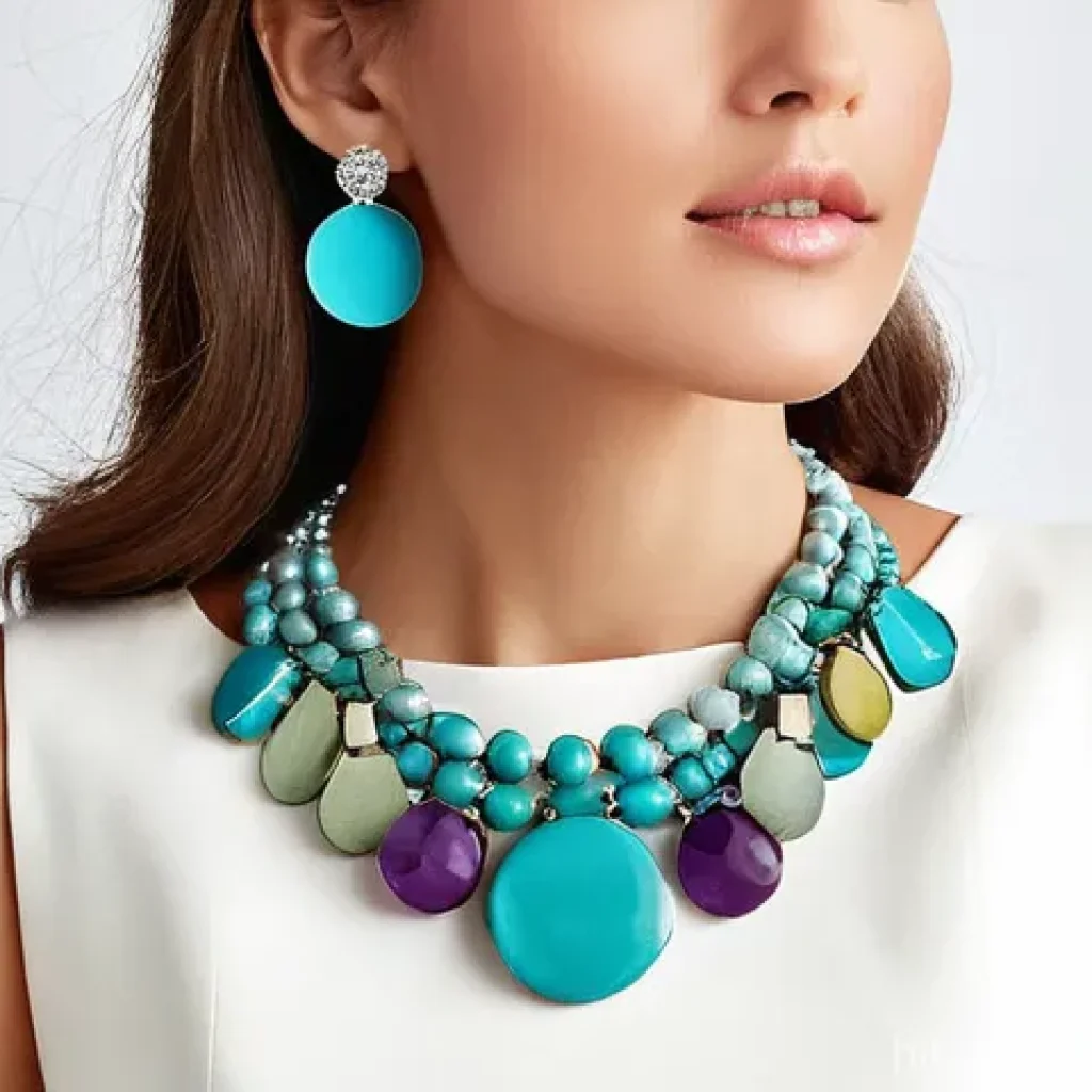 종이로 만든 악세사리 - **Prompt: Elegant Paper Jewelry Display**
    A close-up photograph showcasing a model's upper torso...