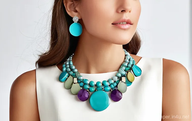 종이로 만든 악세사리 - **Prompt: Elegant Paper Jewelry Display**
    A close-up photograph showcasing a model's upper torso...