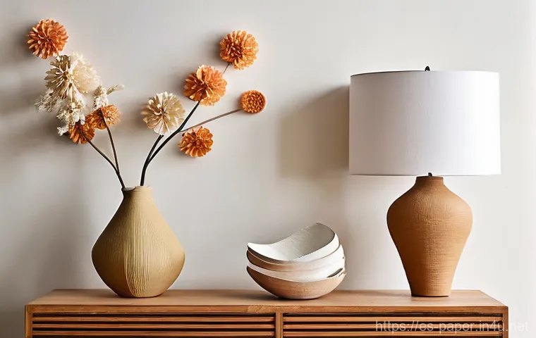 종이로 만든 악세사리 - **Prompt: Elegant Paper Jewelry Display**
    A close-up photograph showcasing a model's upper torso...