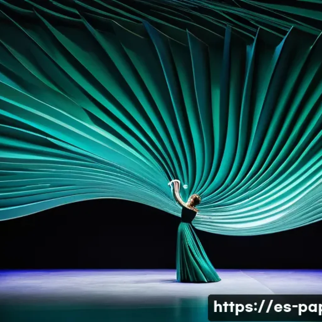 종이 아트 퍼포먼스 - **Dynamic Paper Ocean Performance:** A large-scale live paper art performance on a dimly lit stage. ...
