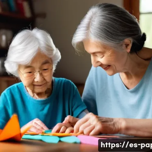 종이 조각 작품 만들기 - **Prompt:** A cozy, warmly lit scene featuring a grandmother and her young granddaughter (around 6-8...