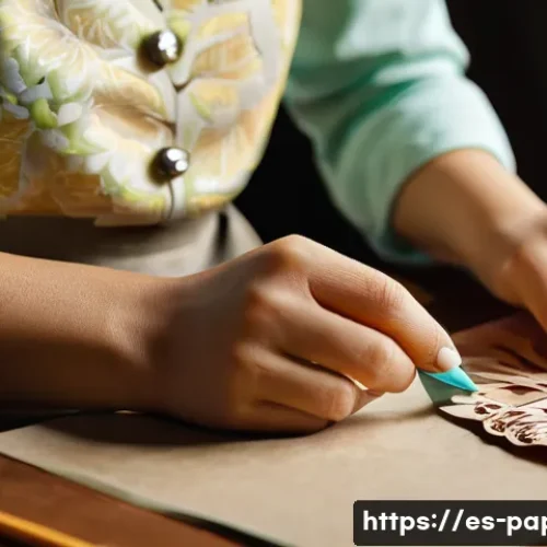 종이공예로 창업하기 - **"Paper Craft Artisan at Work: A close-up, eye-level shot of a female artisan, aged mid-30s, with a...