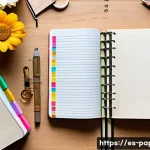 Home 21 종이 다이어리 만들기 - A cozy writing desk setup featuring a spiral-bound journal with thick 90g textured paper, colorful w...