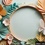 페이퍼 아트 아이디어 - A vibrant paper art installation featuring layered organic shapes inspired by nature, including deli...